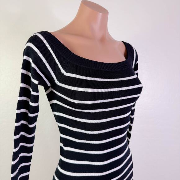 J for Justify Striped Long Sleeve Bodycon Tube Dress Black White Fall Size S NWT - Picture 2 of 9